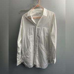 commes de garcon white dress shirt size XL big front pockets